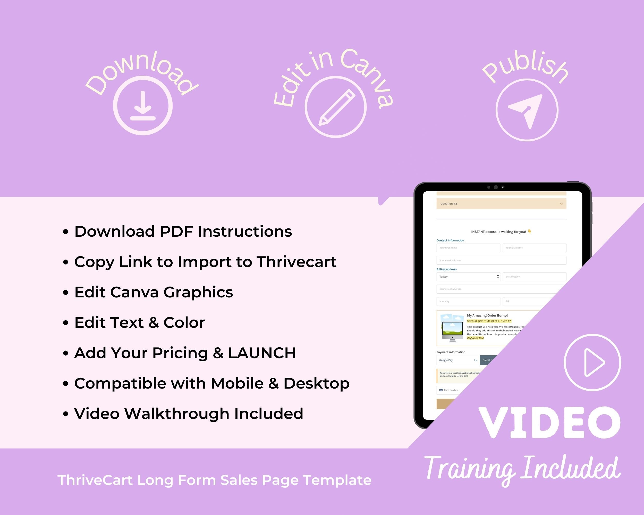 Digital Product Sales Page Template in ThriveCart