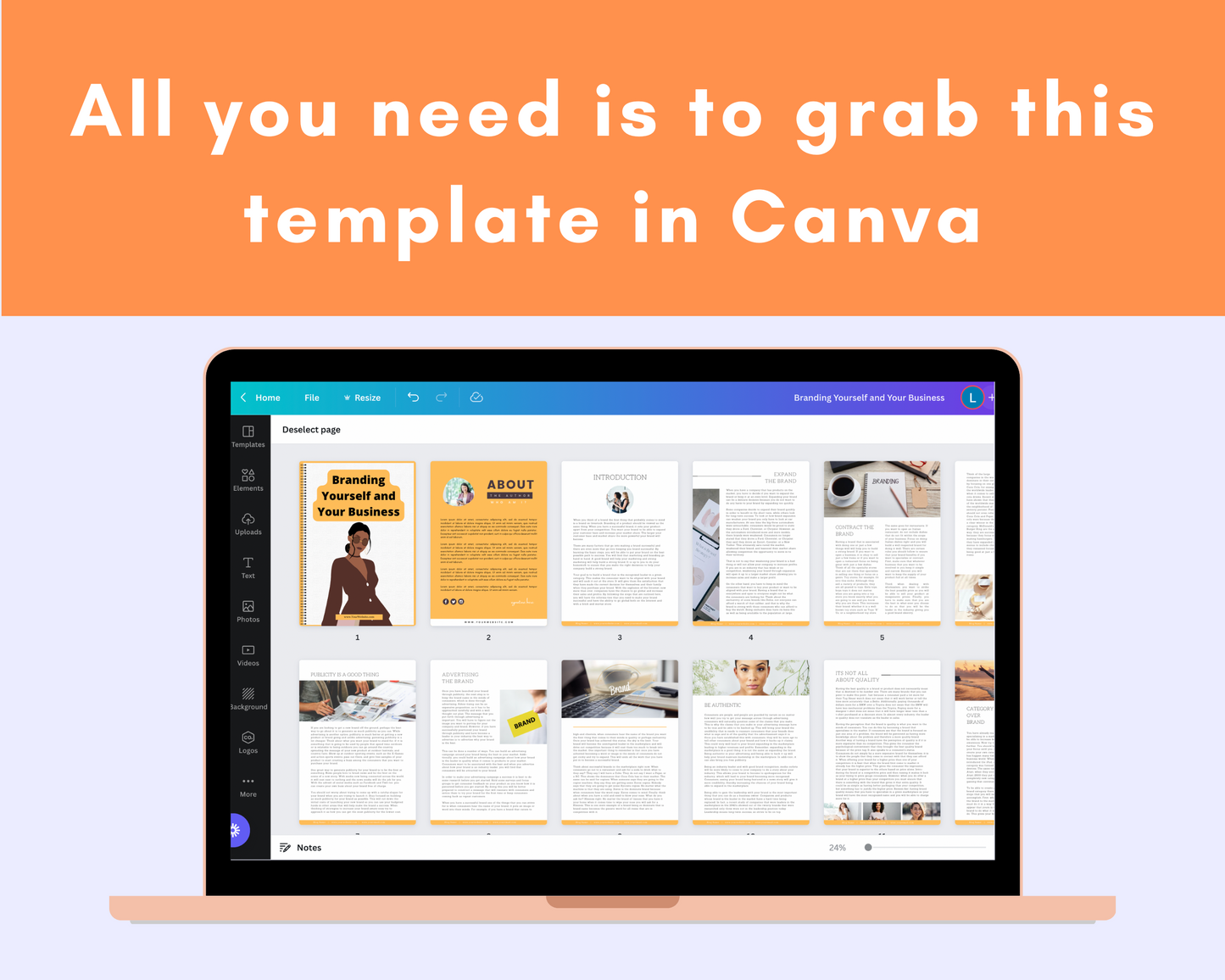 Editable Branding Yourself and Your Business | Done-for-You Ebook in Canva