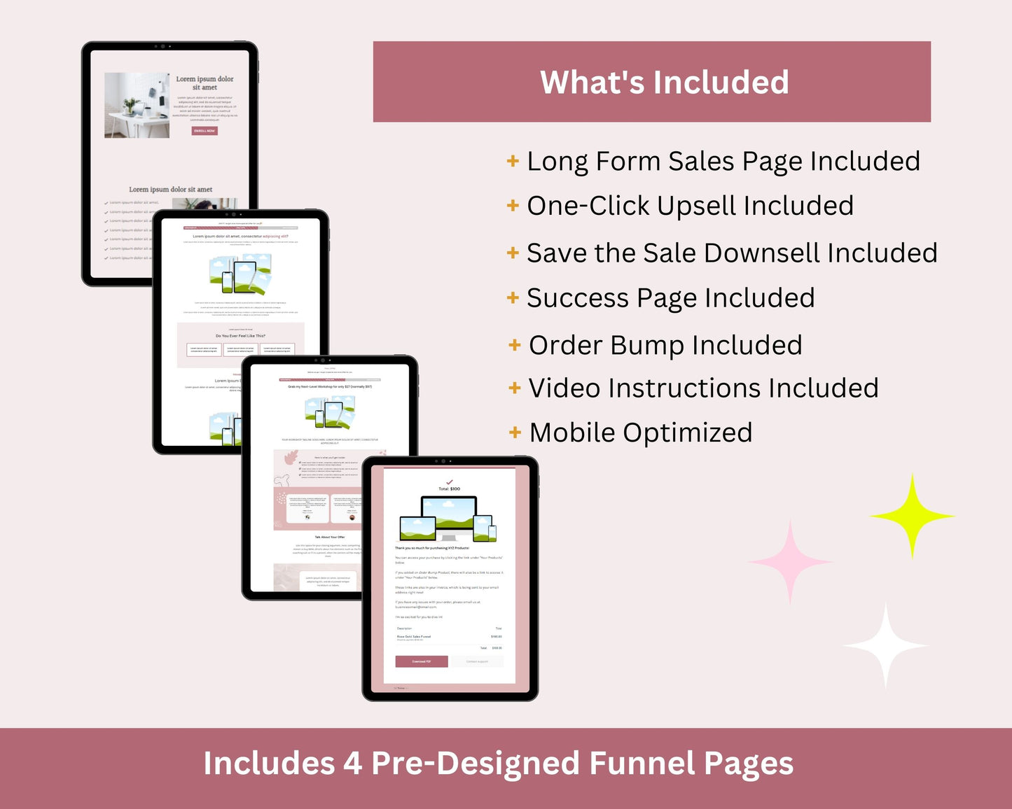 Rose Gold ThriveCart 4-Page Sales Funnel Template