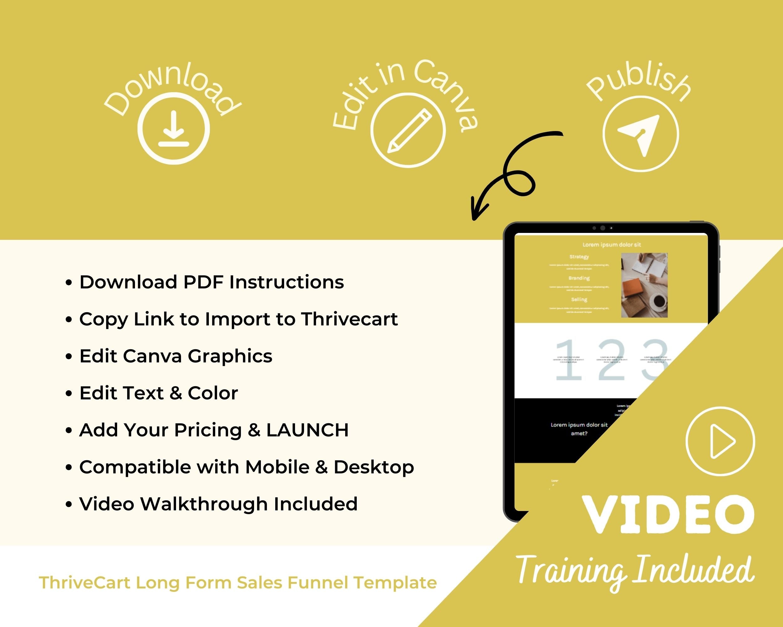 Black & Gold ThriveCart 4-Page Sales Funnel Template