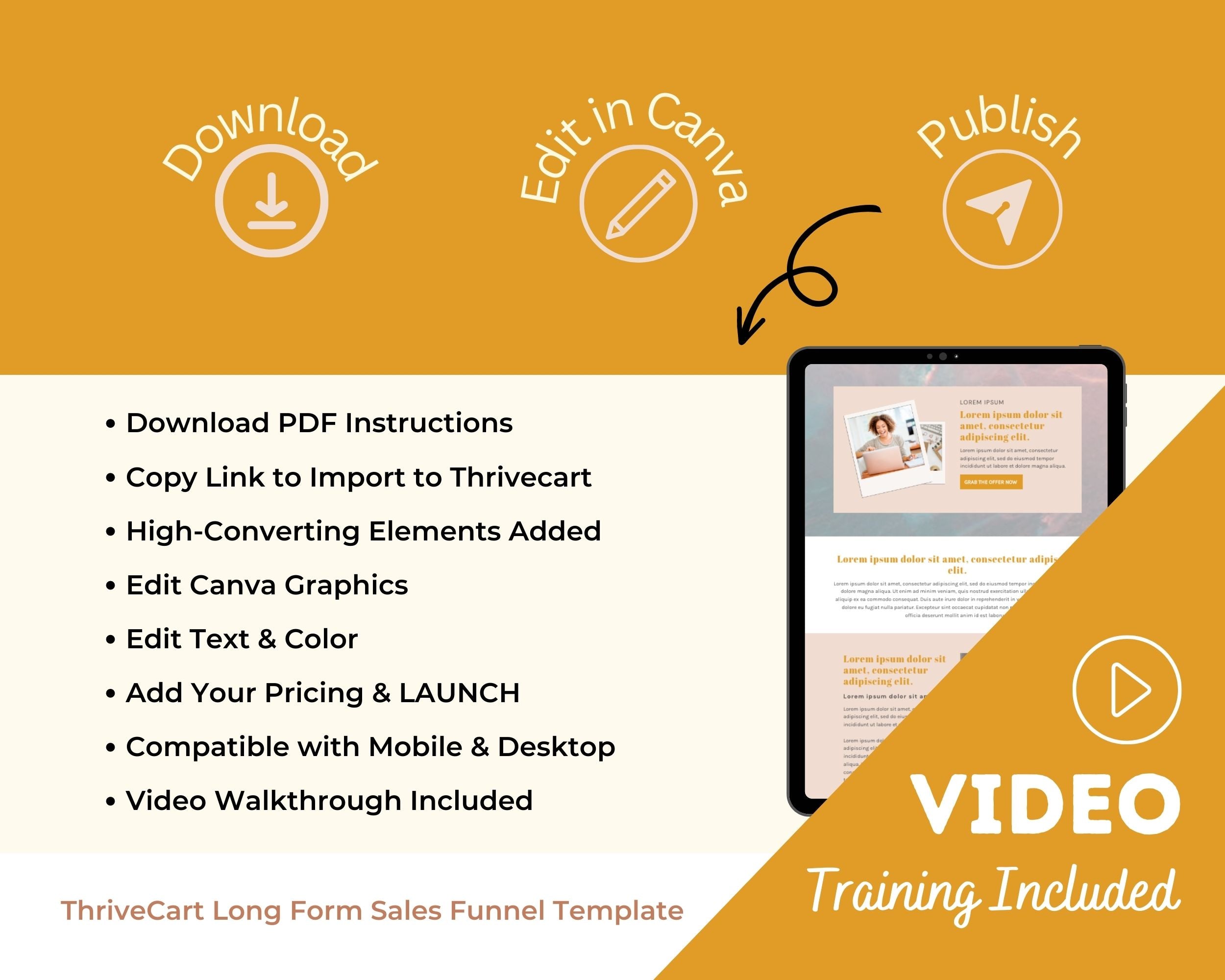 Golden Beige ThriveCart 4-Page Sales Funnel Template