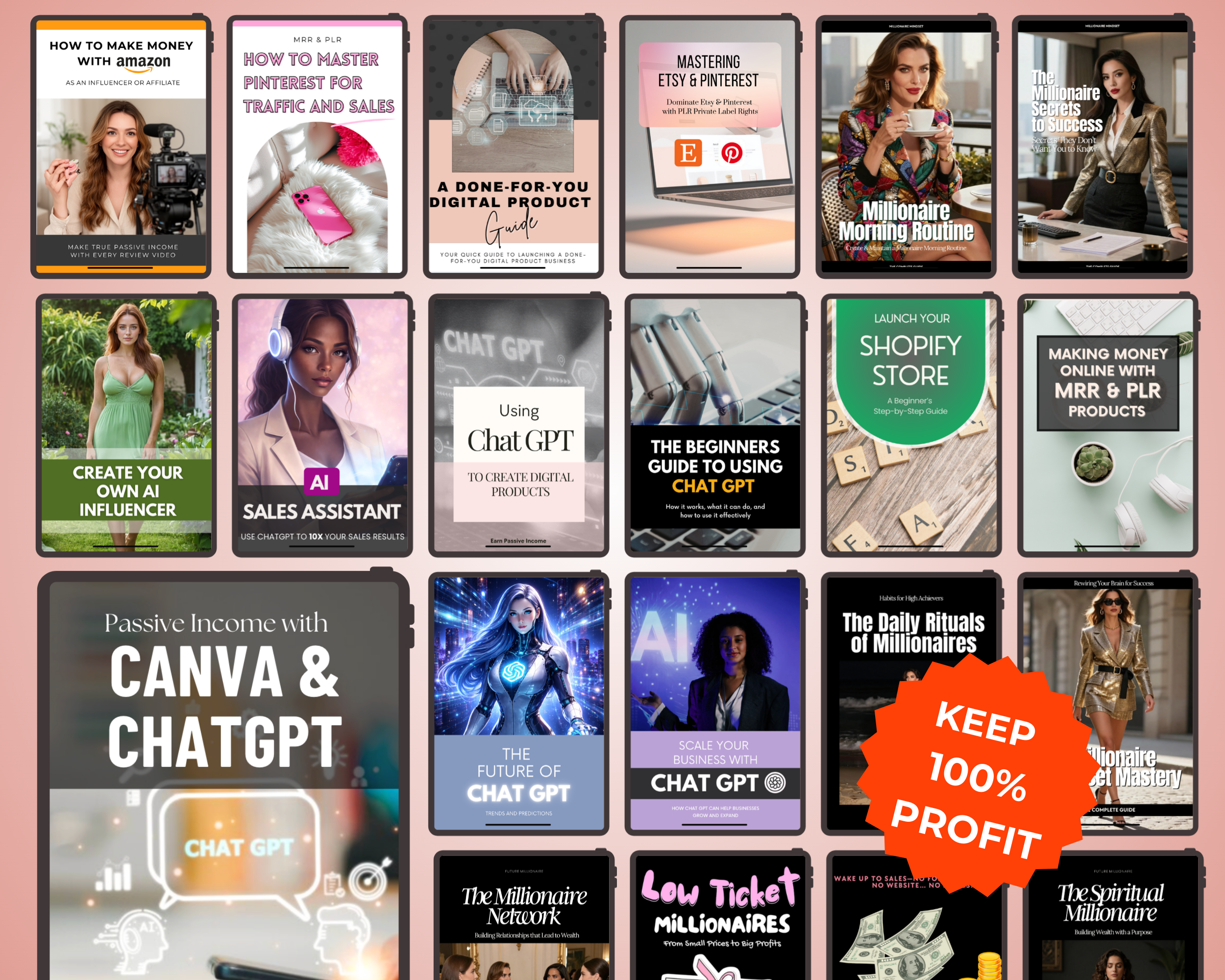 Double Mega Bundle of 46 PLR Ebooks in Canva