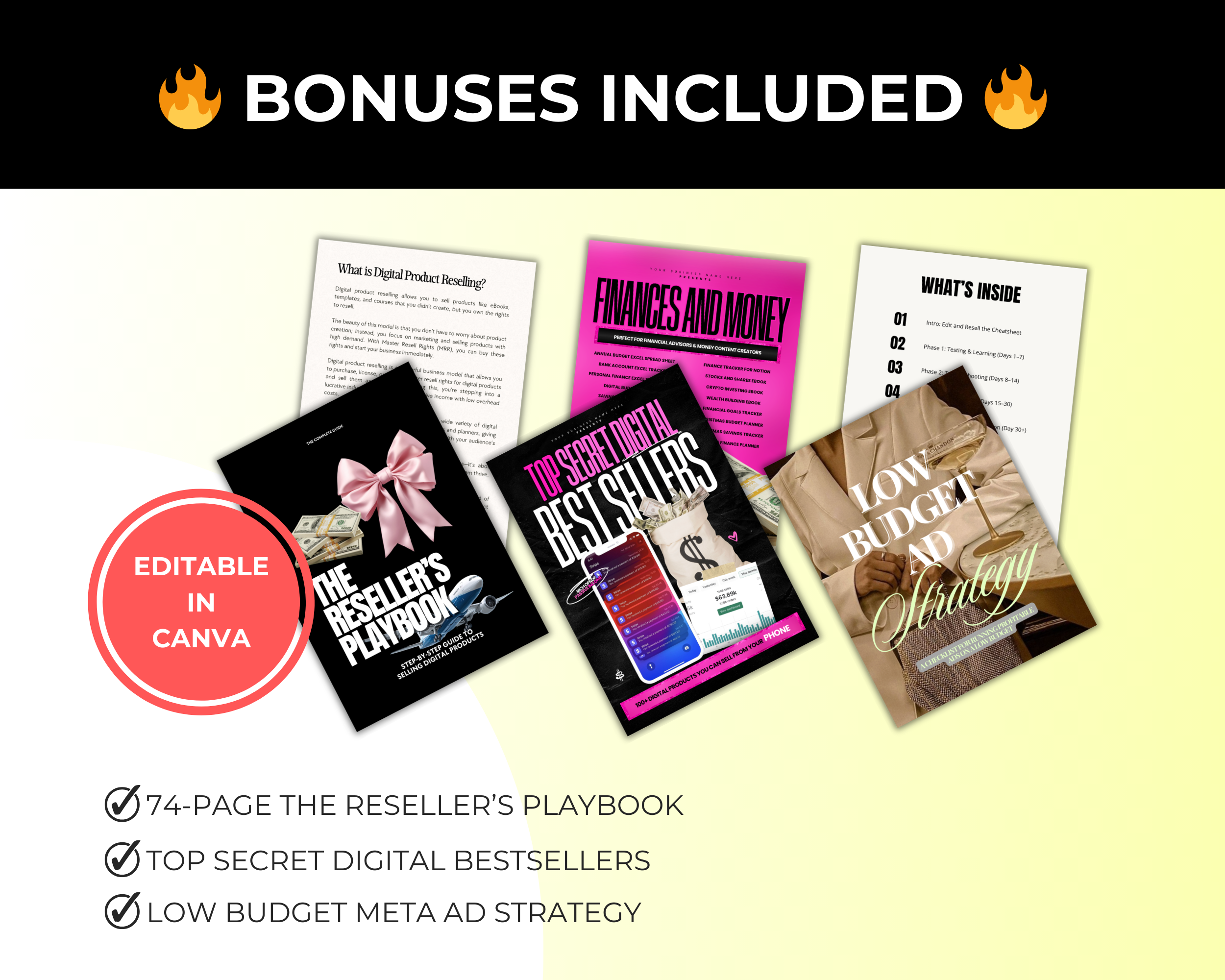 Selling Tools Bundle of 11 Editable Ebooks in Canva with PLR Rights