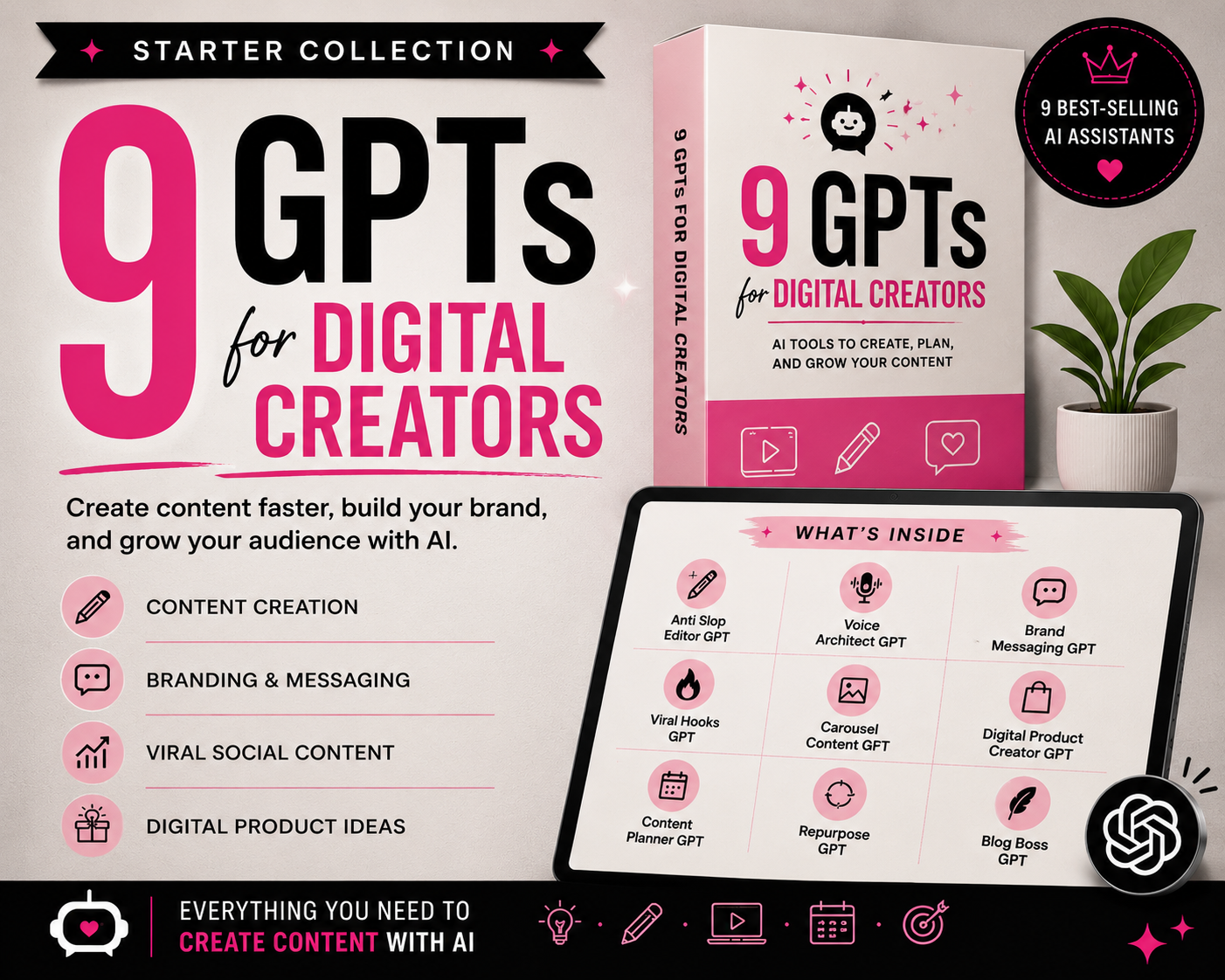 BUNDLE: 9 Custom GPTs for Digital Creators (Google Doc Instructions)