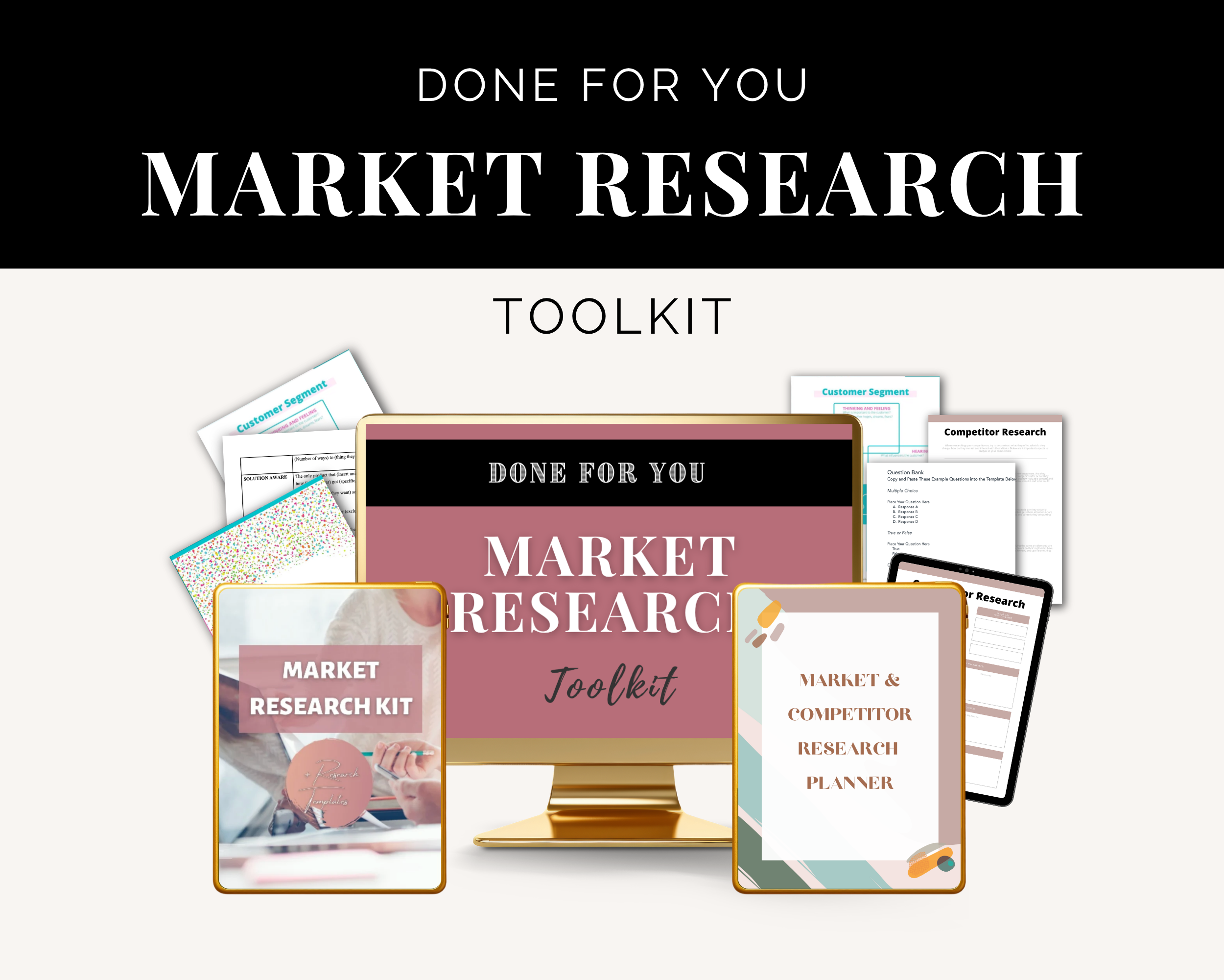Market Research Toolkit | Find Your Ideal Customer Workbook | Competitor Research Planner