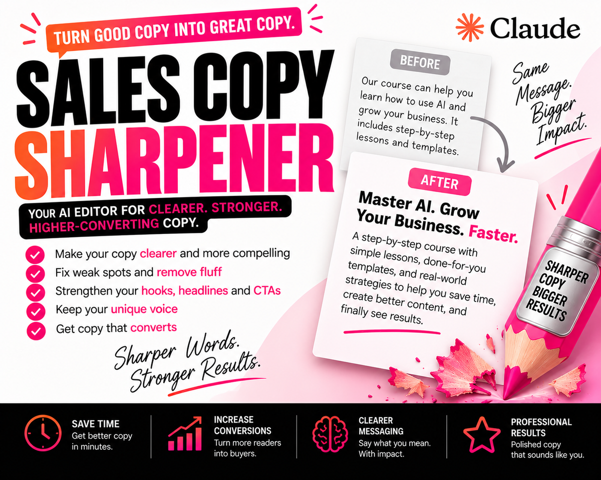 Sales Copy Sharpener Skill for Claude AI | PLR Ready