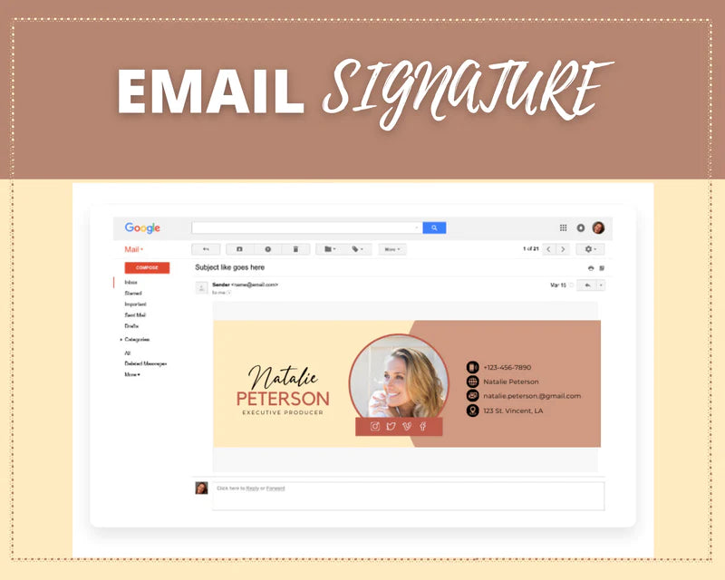Email Signature Template | Gmail Signature Design | Editable Canva Signature Design