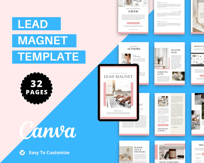 Pink Lead Magnet Template | Lead Magnet Design in Canva | Commercial Use