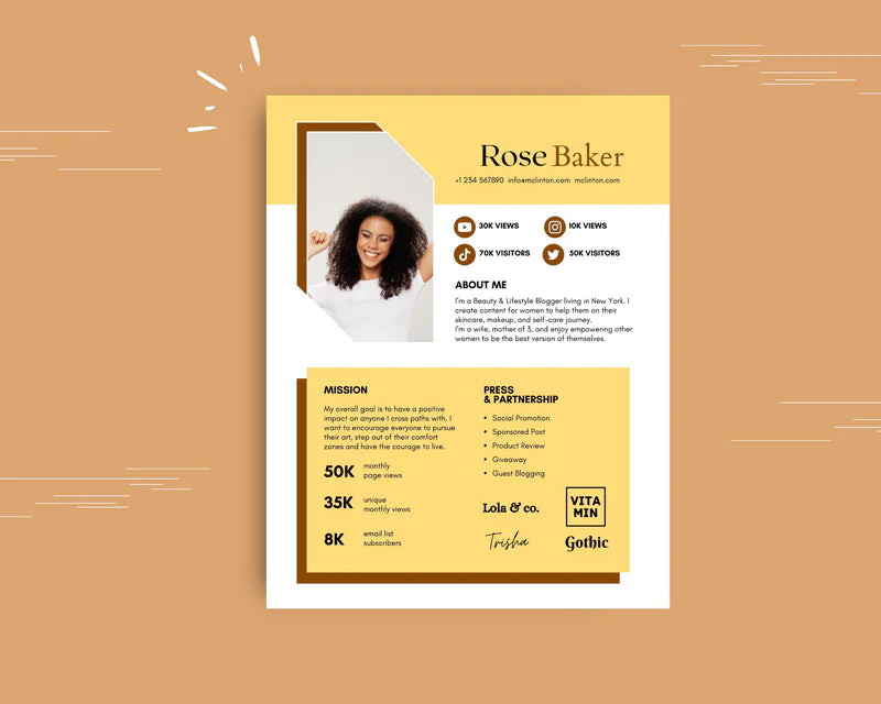 Gold Media Kit Template | Media Press Kit | Canva Template | Commercial Use