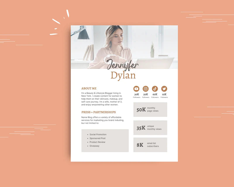 Media Kit Template | Media Press Kit | Canva Template | Commercial Use