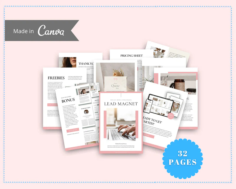 Pink Lead Magnet Template | Lead Magnet Design in Canva | Commercial Use