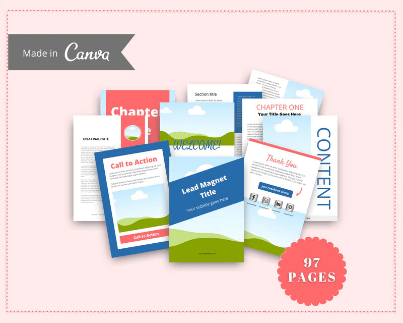 Blue and Red Lead Magnet Template | Lead Magnet Design in Canva | Commercial Use