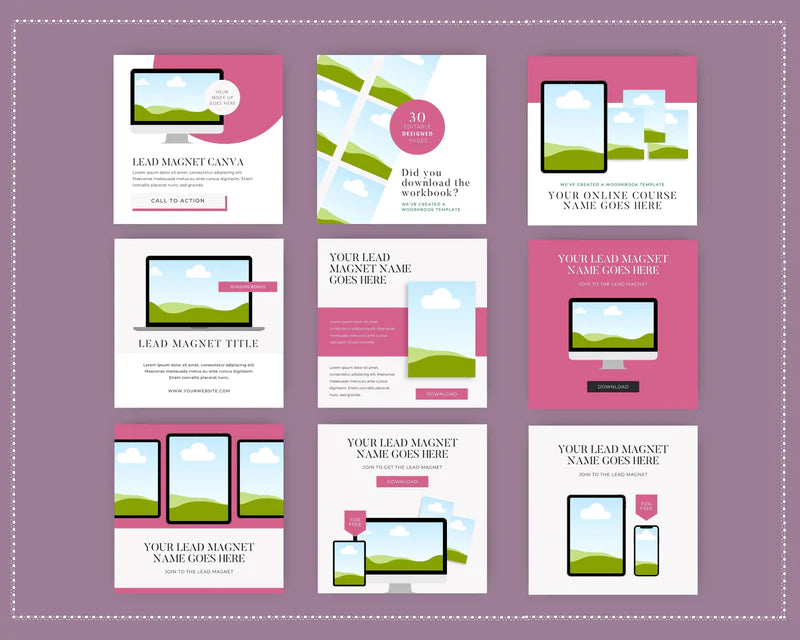 Lead Magnet Instagram Posts | Instagram Branding Kit for Coaches | 50 Instagram Canva Templates | IG Promotion