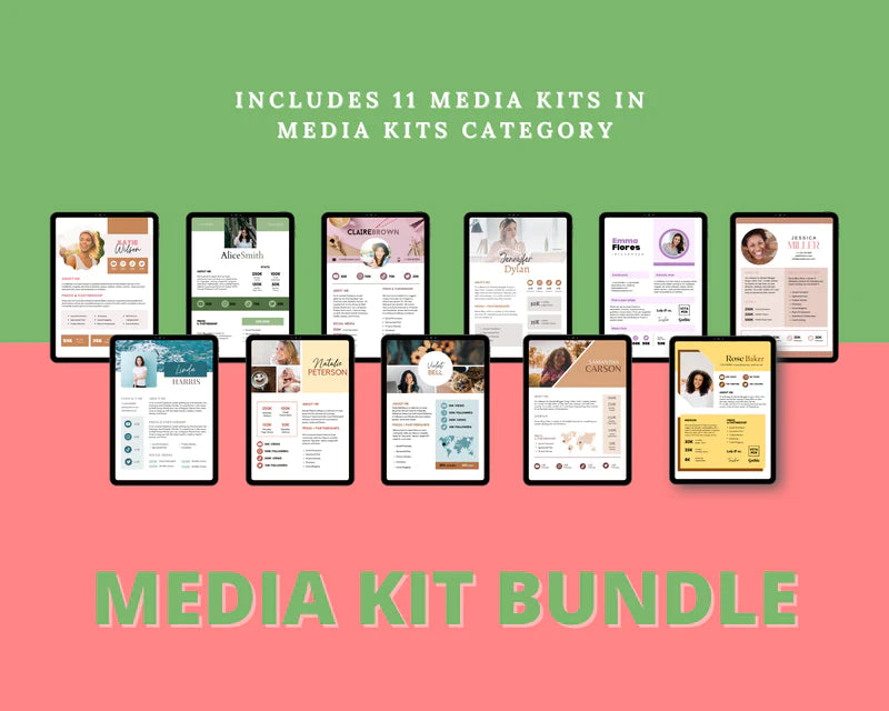 Bundle of 11 Media Kits | Instagram Influencer | Blogger | Media Press Kit | Commercial Use