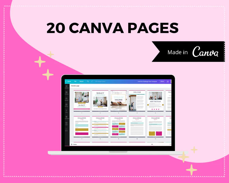 Colorful Challenge Template Canva Template, Daily Challenge, Commercial Use