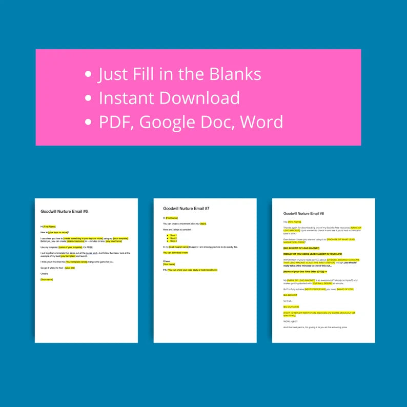 Good Will Email Sequence | Nurture Email Scripts