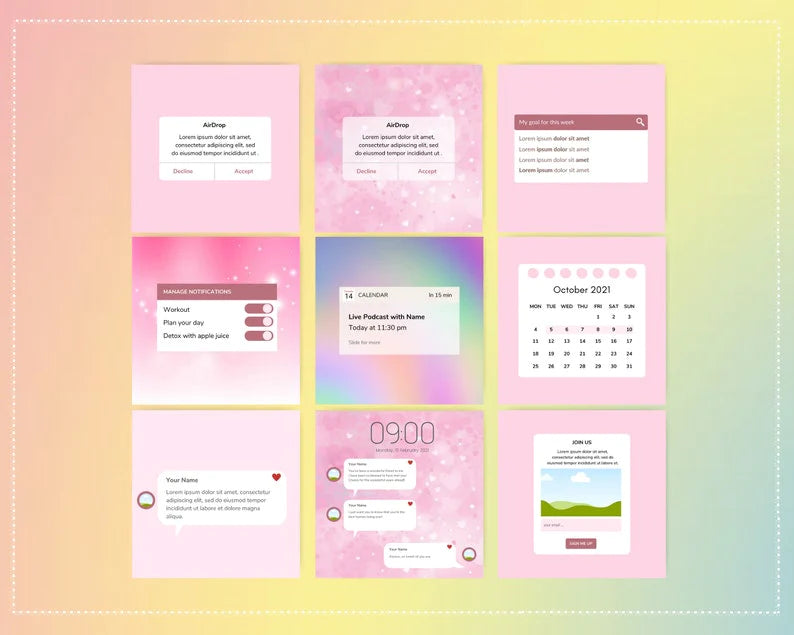 30+ Instagram Engagement Post Templates Canva, Notification Marketing Graphics, IG Branding Kit