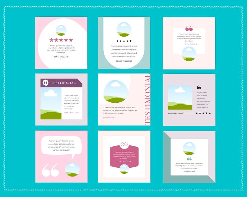 Testimonials Instagram Templates | 50 Instagram Engagement Post Templates Canva, Feedback Posts