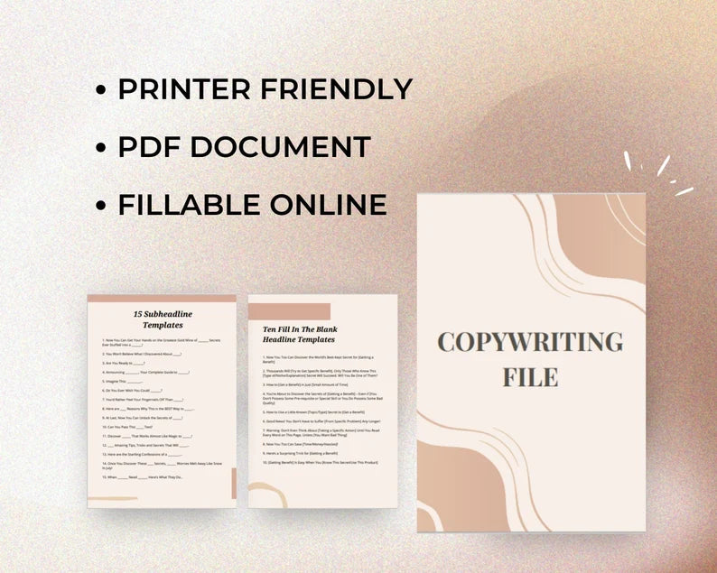 Fill In The Blank Headline and Subheadline Templates | Bullet Point Templates | Copywriting File