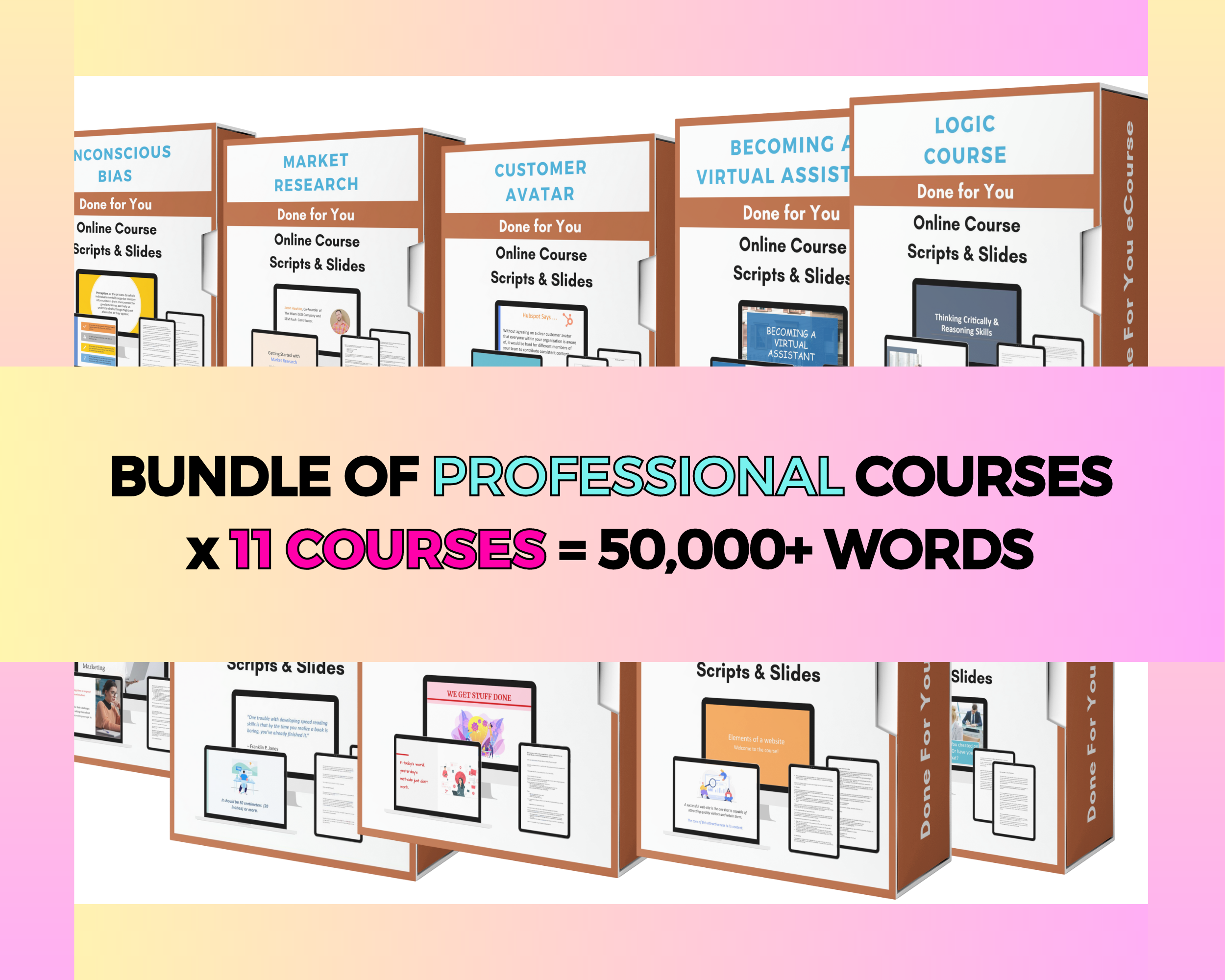 BUNDLE of 11 Professional Courses | Lessons in Google Docs | Done for You Canva Slides