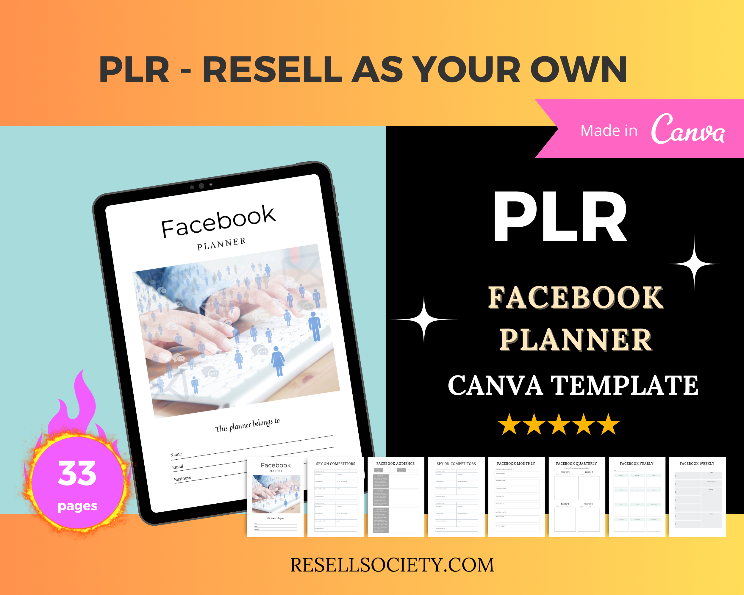 Editable Facebook Planner in Canva | Commercial Use