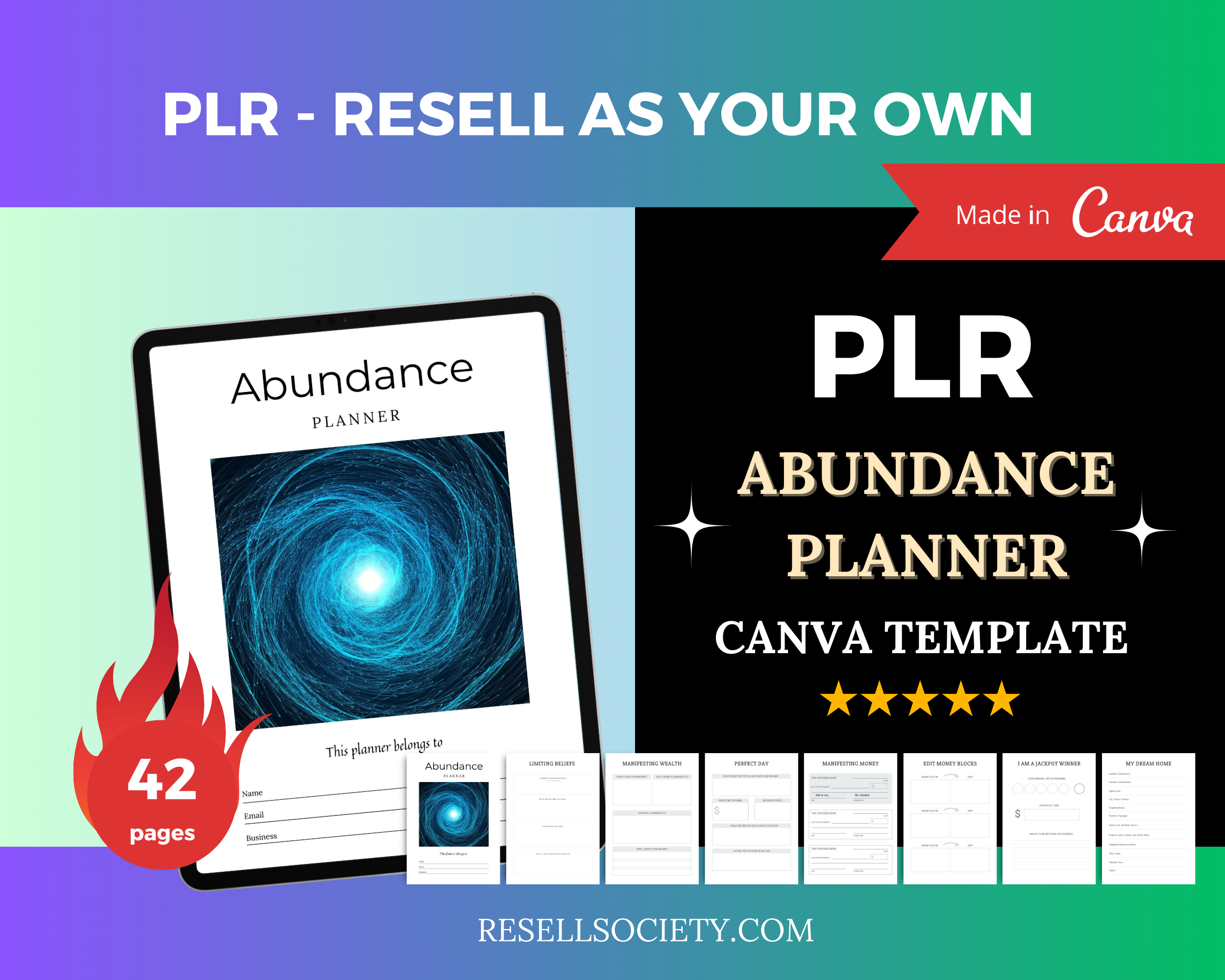 Editable Abundance Planner in Canva | Commercial Use