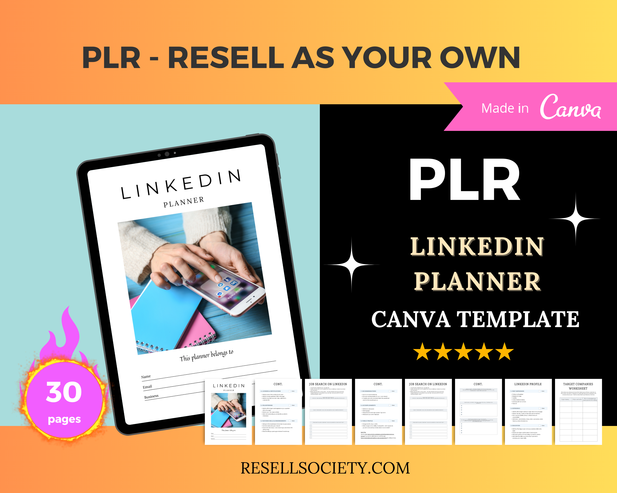 Editable LinkedIn Planner in Canva | Commercial Use