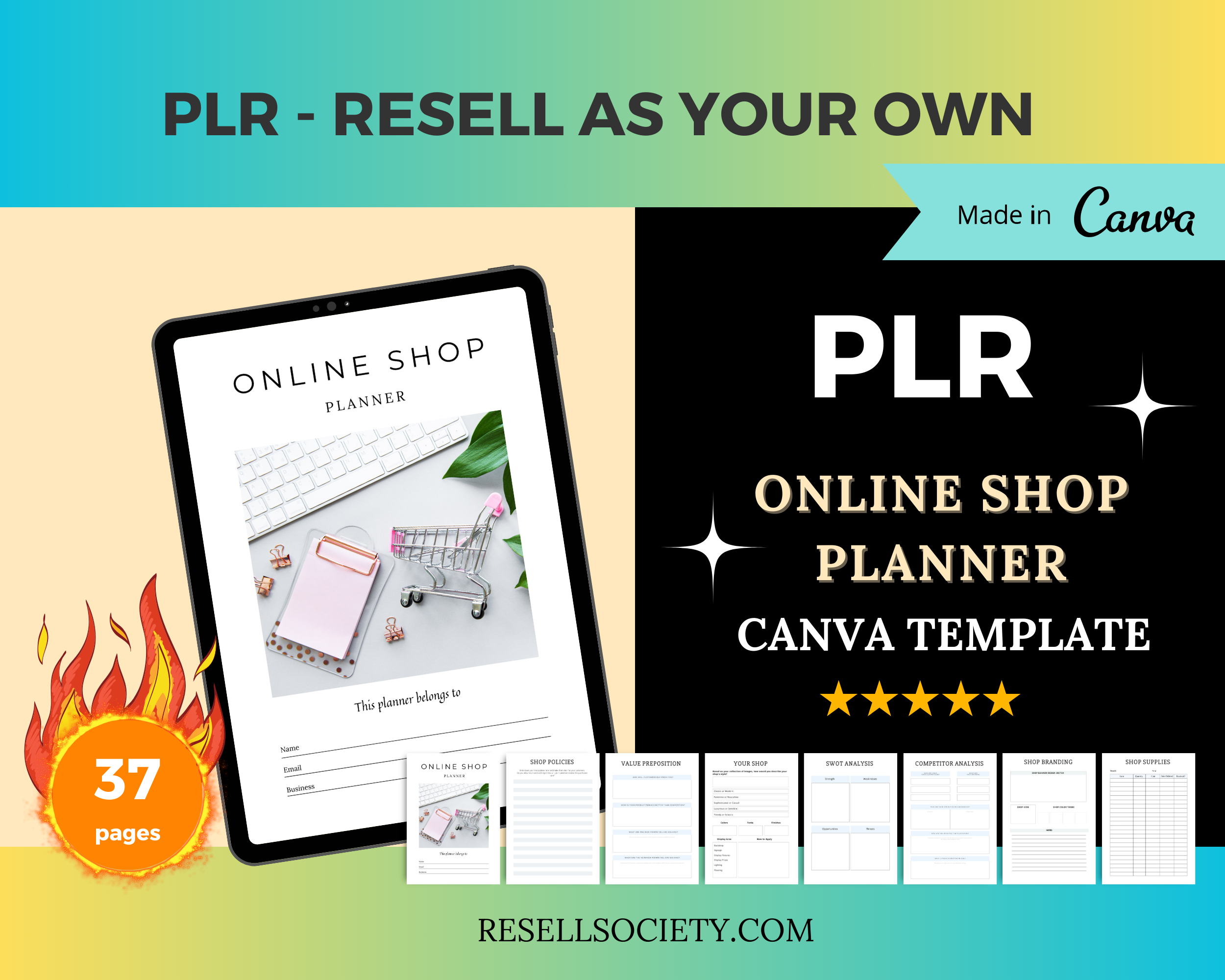 Editable Online Shop Planner Templates in Canva | Commercial Use