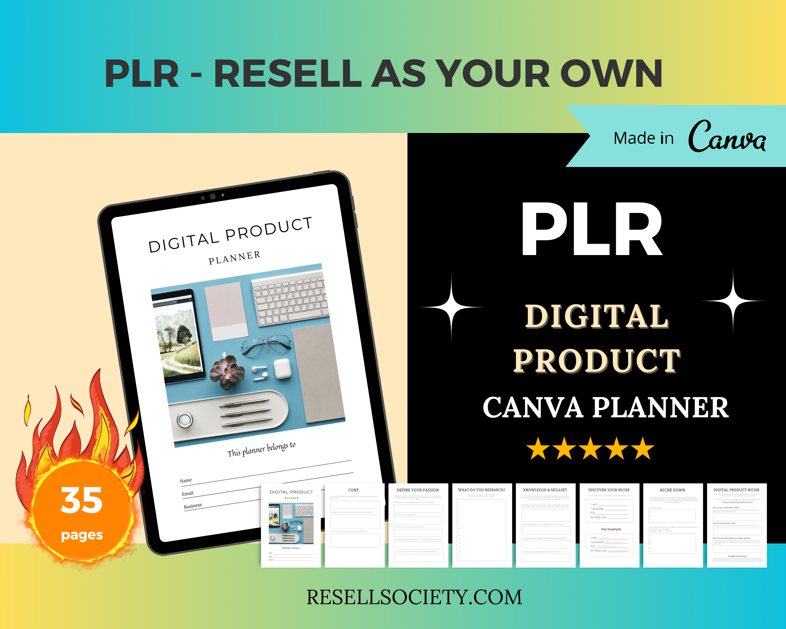 Editable Digital Product Planner in Canva | Commercial Use