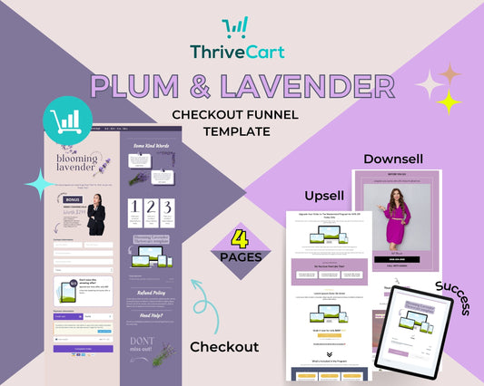 Plum & Lavender Checkout Funnel Template in ThriveCart