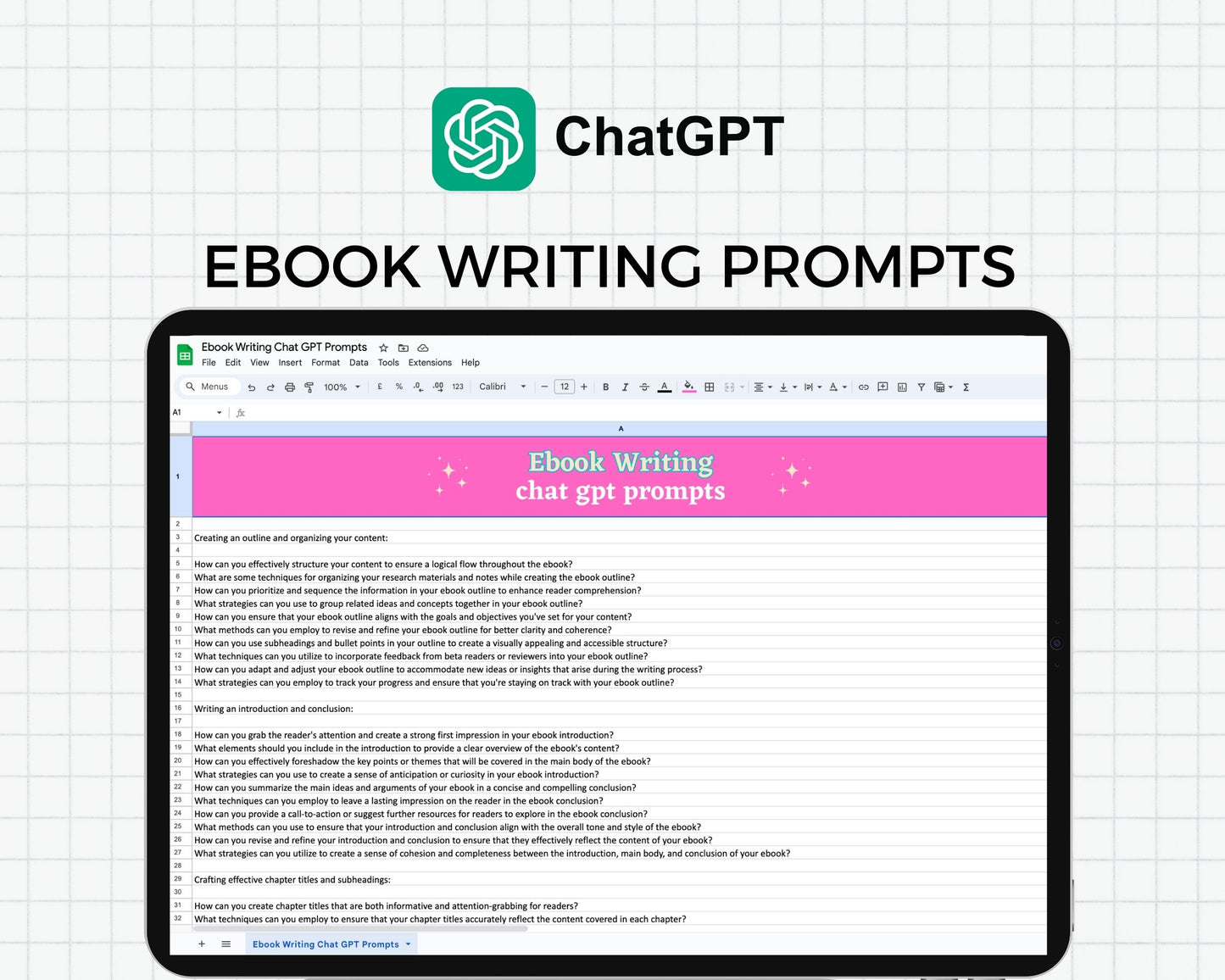 Ebook Writing Chat GPT Prompts