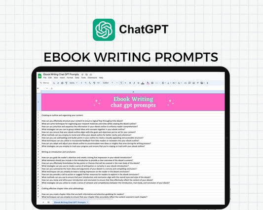 Ebook Writing Chat GPT Prompts