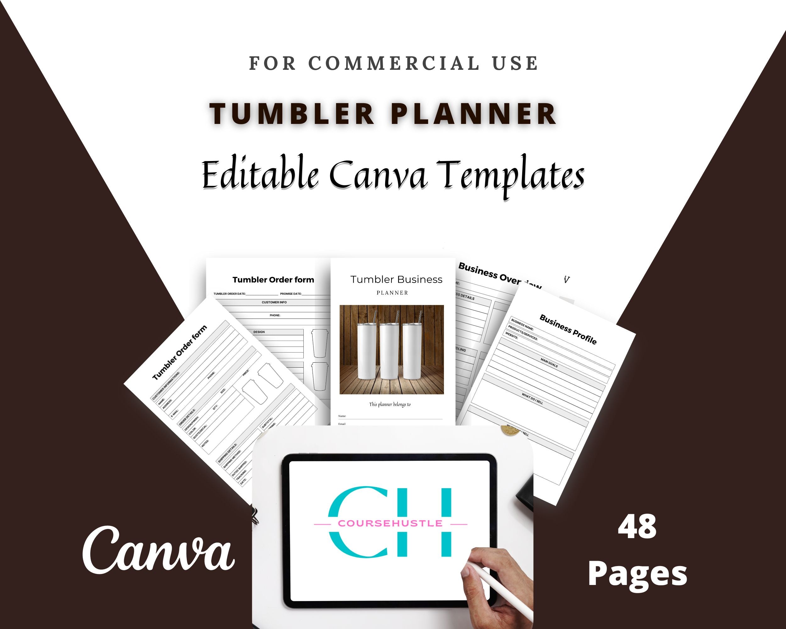 Editable Tumbler Business Planner in Canva | Commercial Use