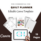 Editable Quilt Planner in Canva | Canva Template Pack | Commercial Use
