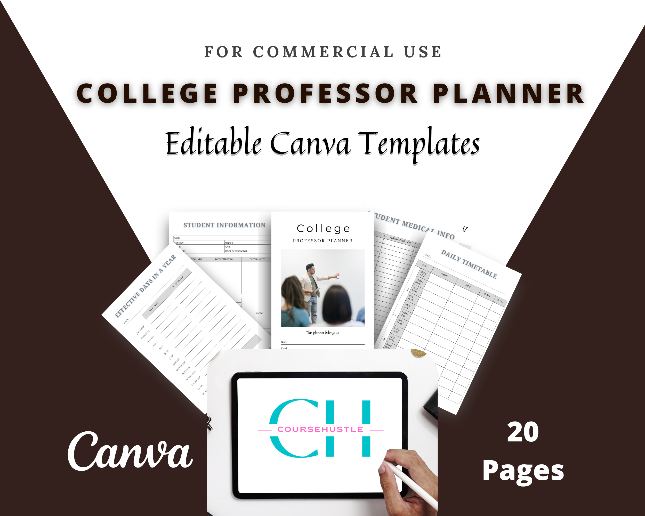 College Professor Planner | Canva Template Pack | Academic Planner Templates | Commercial Use