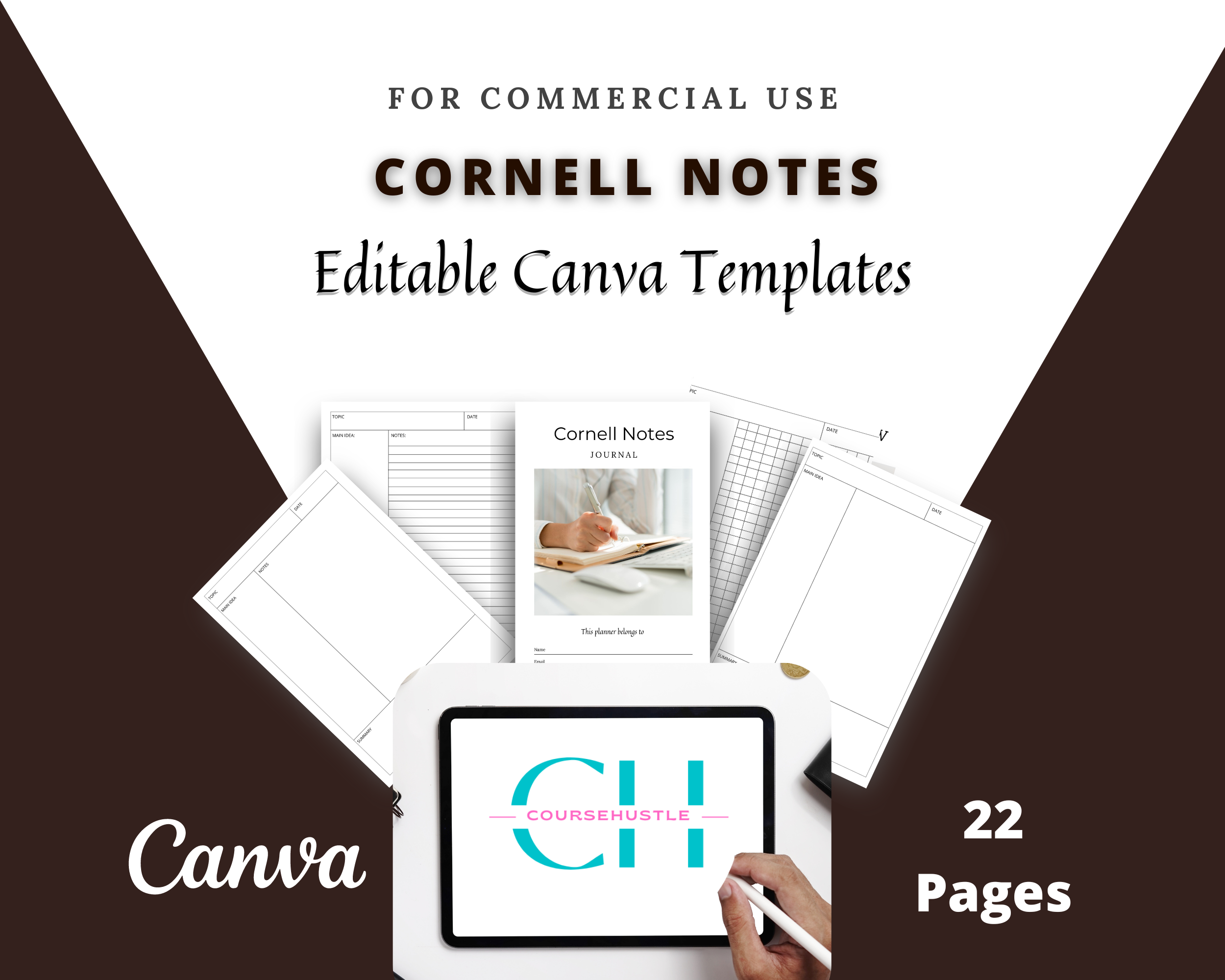 Editable Cornell Notes in Canva | Commercial Use