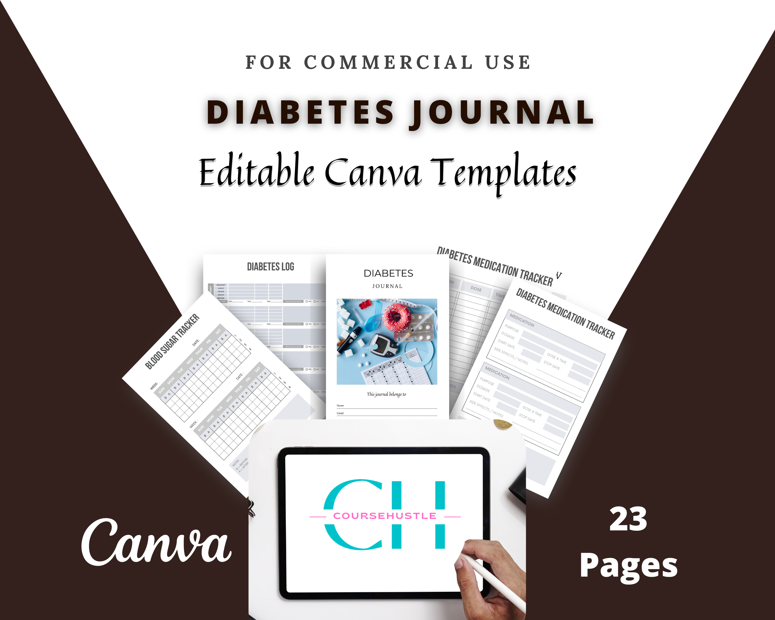 Diabetes Journal in Canva | Canva Template Pack | Commercial Use