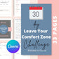 30-Day Leave Your Comfort Zone Challenge | Editable Canva Template A4 Size