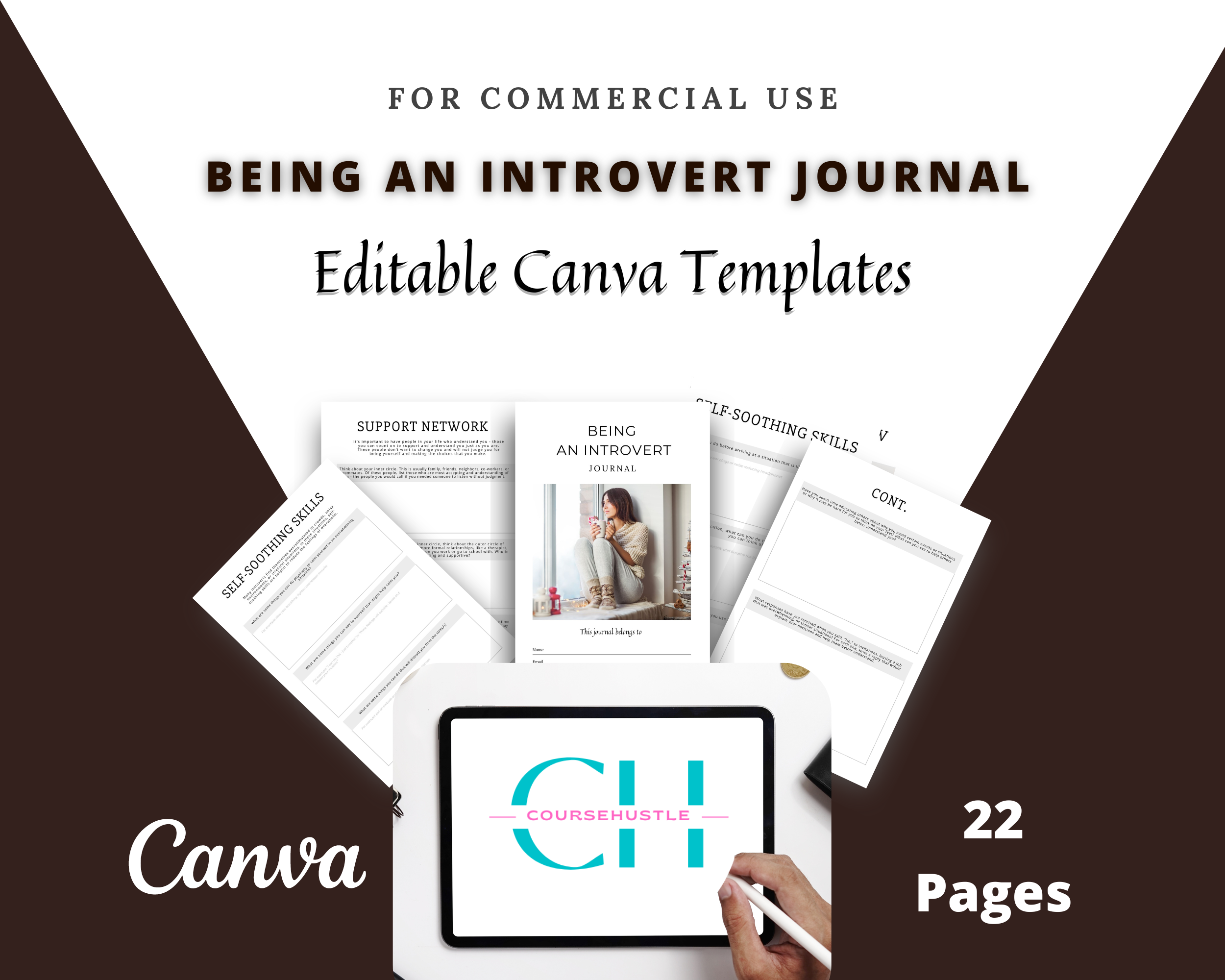 Editable Being an Introvert Journal in Canva | Commercial Use