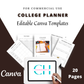 Editable College Planner in Canva | Commercial Use