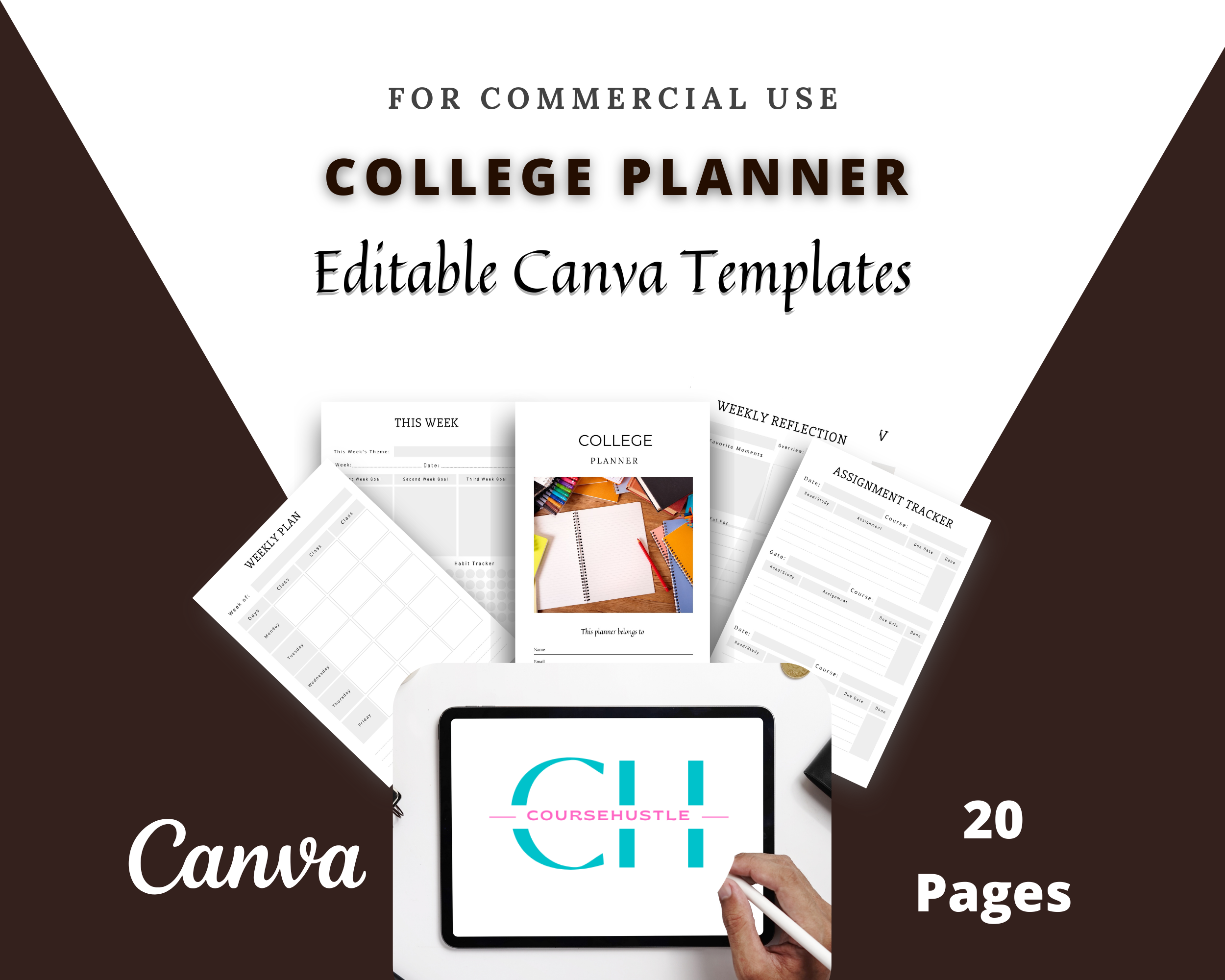 Editable College Planner in Canva | Commercial Use