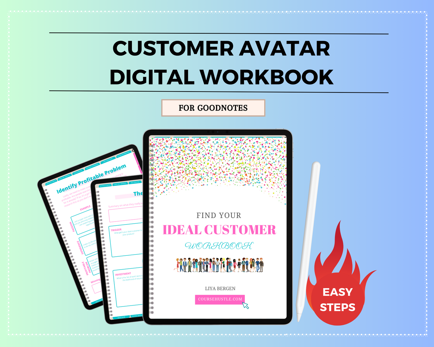 Customer Avatar Digital Workbook | Ideal Client Planner | Hyperlinked PDF | Suitable with Goodnes & Notability