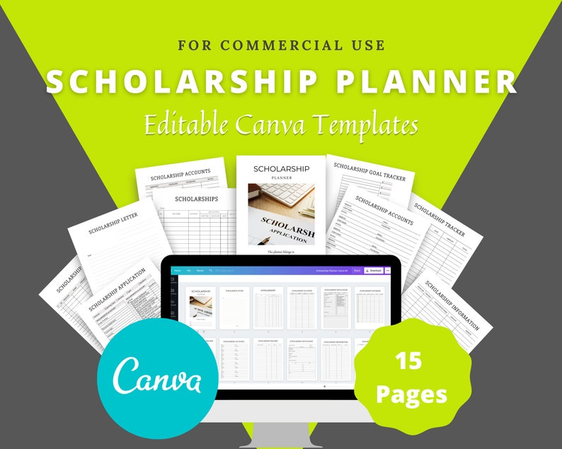 Editable Scholarship Planner in Canva | Commercial Use