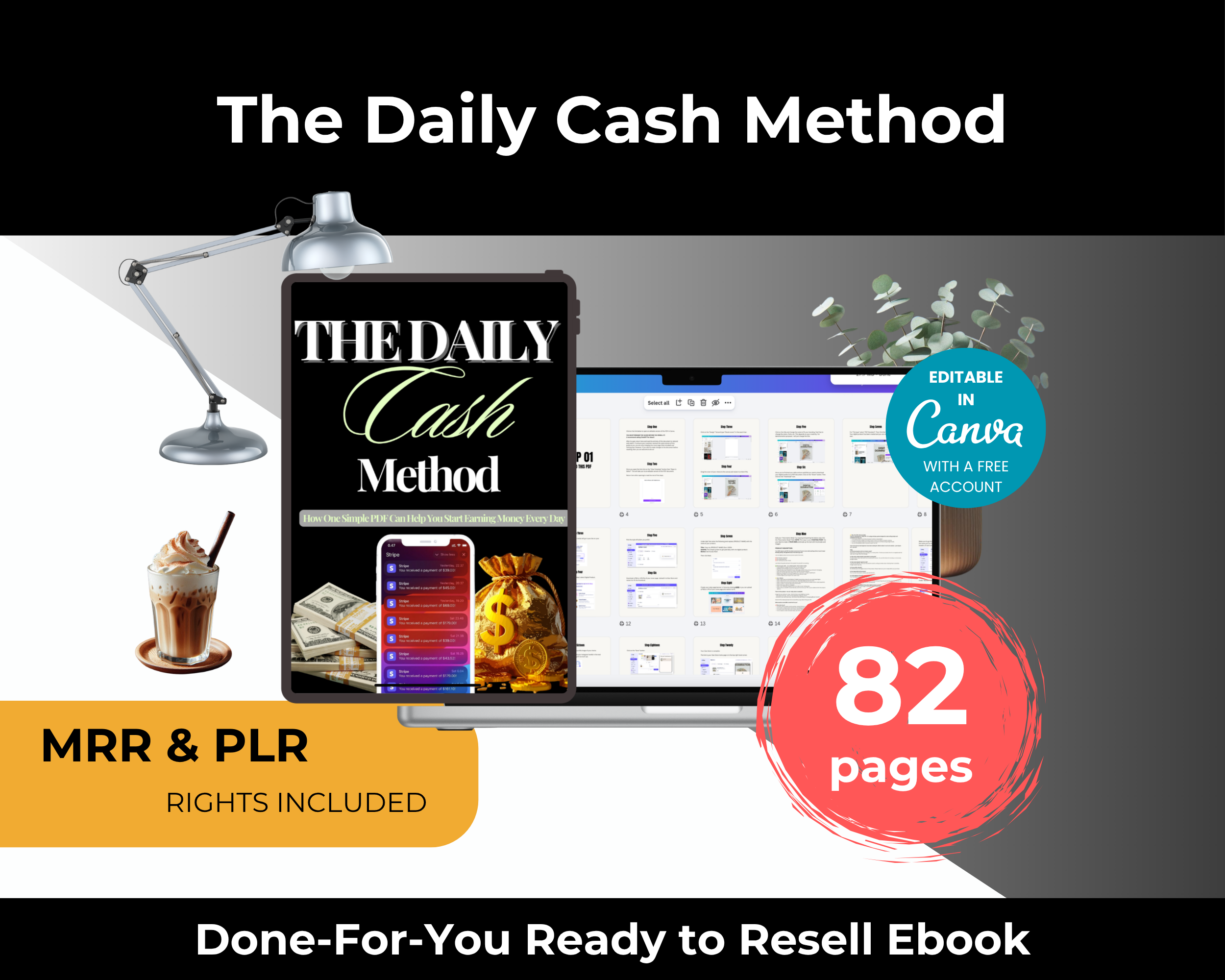 The Daily Cash Method Ebook in Canva with PLR, MRR Rights