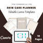 Editable Skin Care Planner in Canva | Canva Template Pack | Commercial Use
