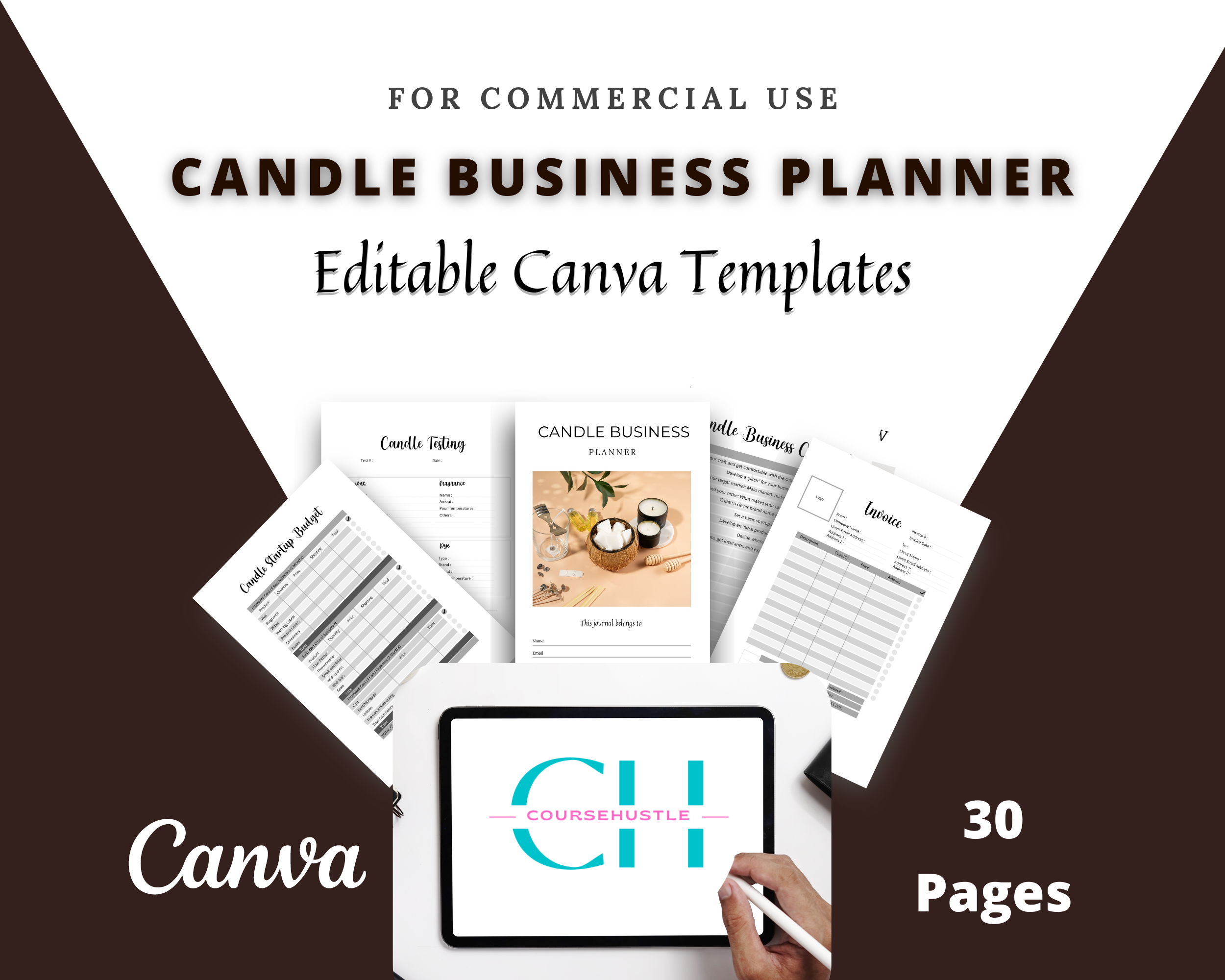 Editable Candle Business Planner in Canva | Canva Template Pack | Commercial Use