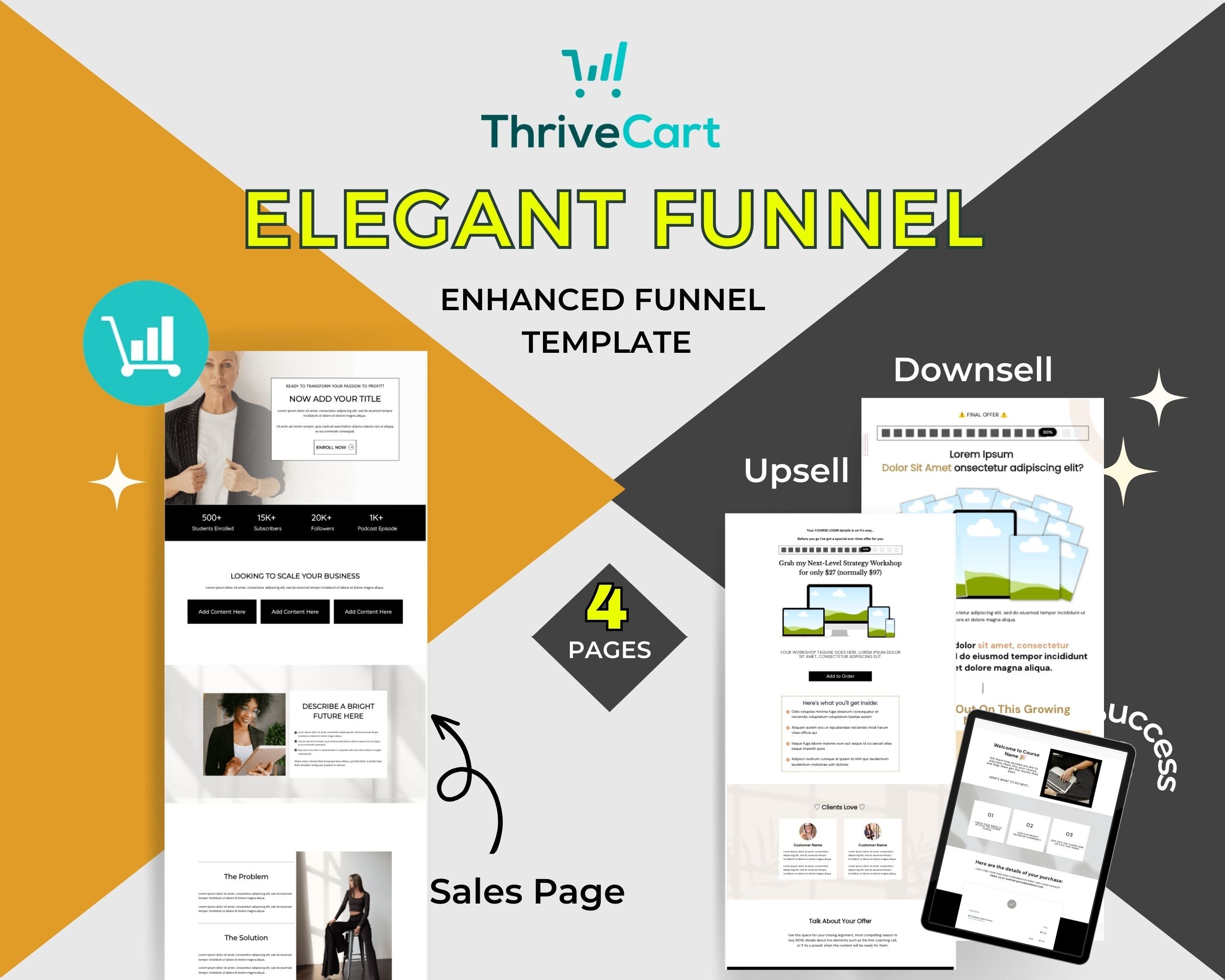 Elegant Enhanced ThriveCart 4-Page Sales Funnel Template