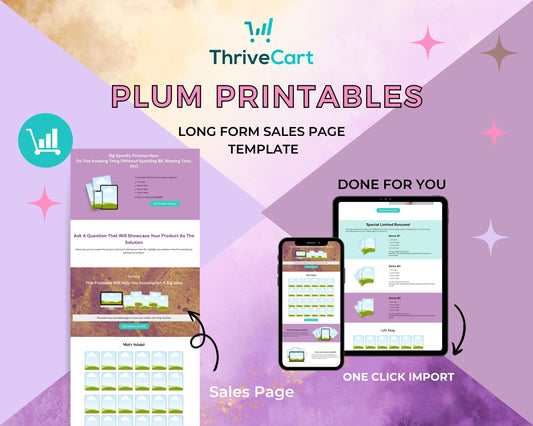 Plum & Lilac Printables Sales Page Template in Thrivecart