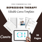 Editable Depression Therapy Planner in Canva | Commercial Use