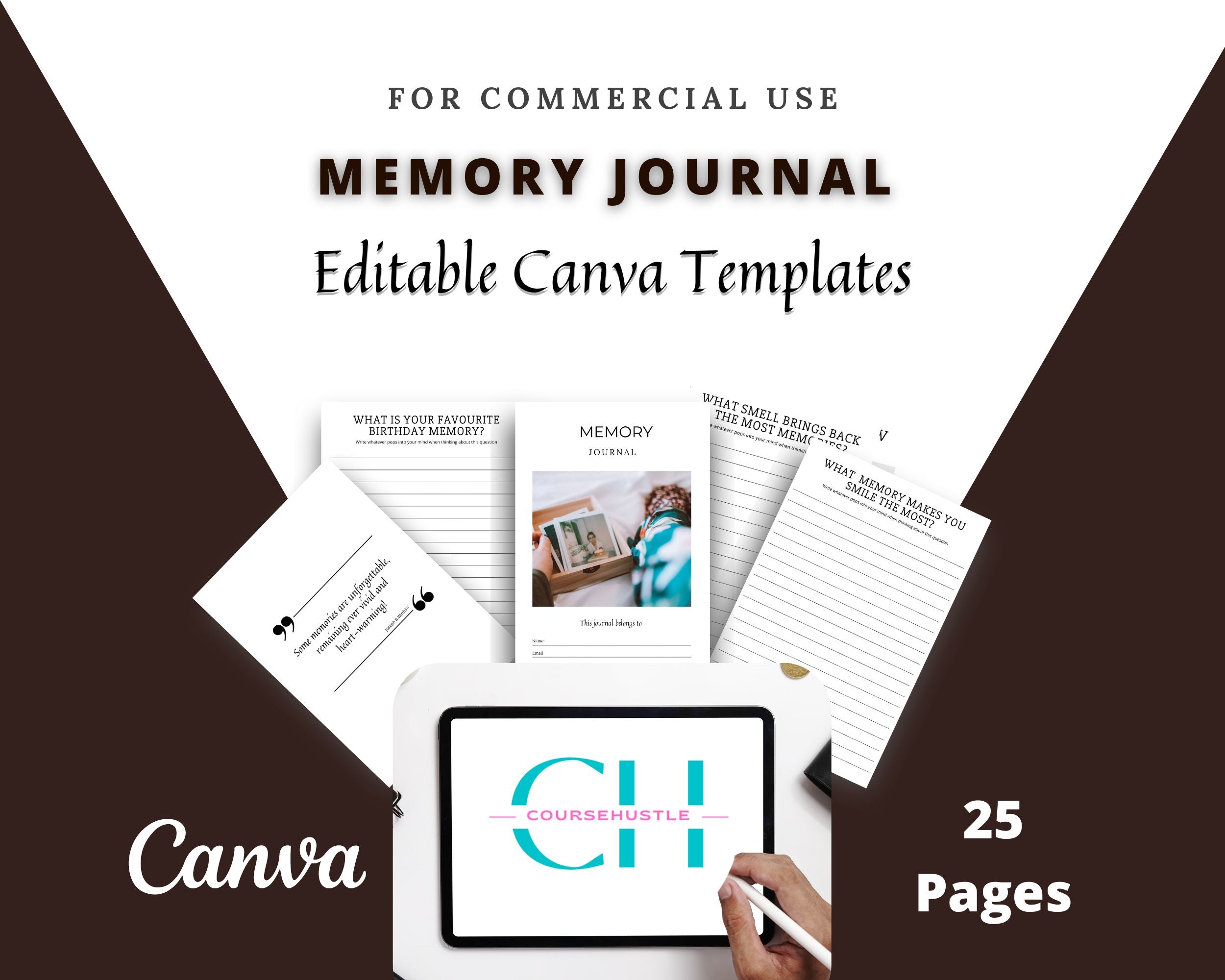 Editable Memory Journal in Canva | Commercial Use